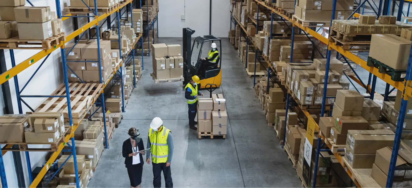 People working in a warehouse